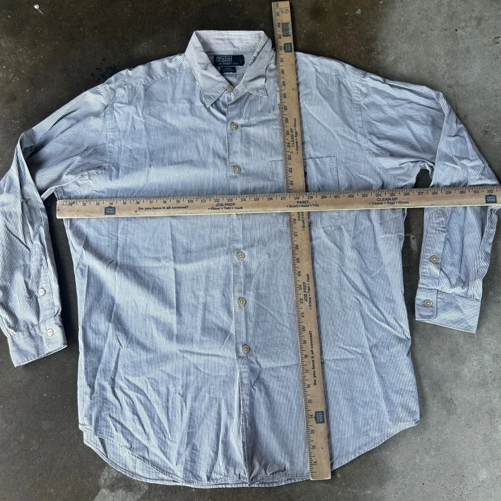 Polo Ralph Lauren Button Down Mens Large Blue White Striped Crane Shirt